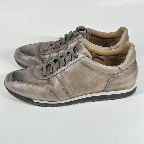 Magnanni Ibiza Mens Sneakers Shoes Size 11 Water Distressed Calf Skin 22652 Grey - Picture 5 of 16